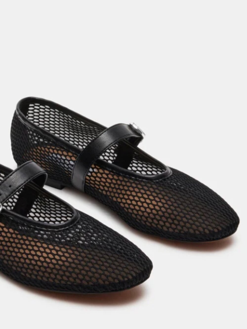 Steve Madden Dreaming Black Mesh Mary Jane Flats | Sheer Ballet Flats | Size 8